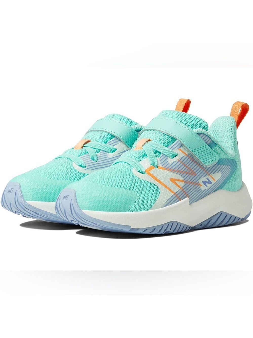 Size 6 Toddler Girls New Balance Kids Turquoise and Peach Sneakers
